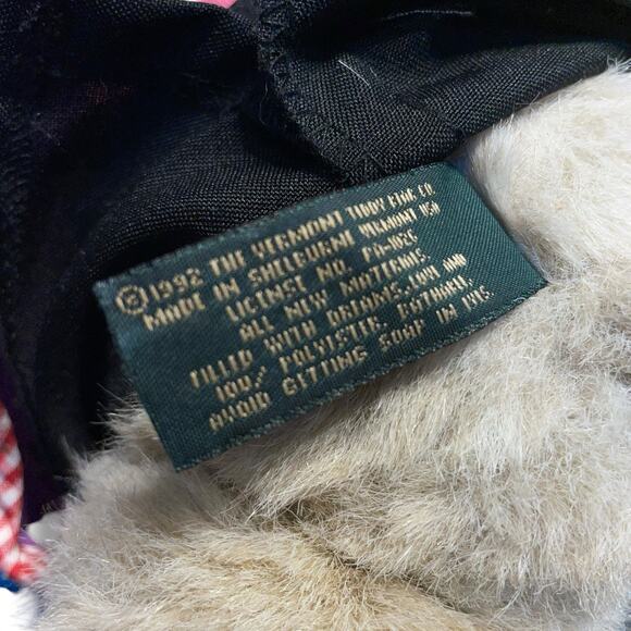 Vermont Teddy Bear Plush Apron Jointed USA 1992 Nursery 18" Stuffed Animal VTG - Picture 9 of 10